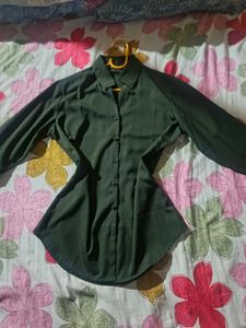 Elegant Dark Green Collared Shirt