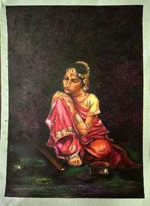 Original Indian Woman Portrait Painting