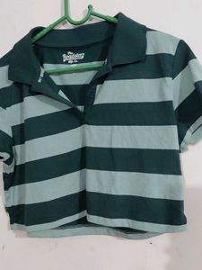 crop striped Polo T-Shirt