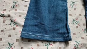 Blue Denim Flare Pants with Pockets