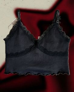 H&amp;M Black Lace Spaghetti Top