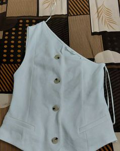 Zara Stylish One-Shoulder White Top