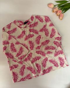 Pink Leaf Print Top