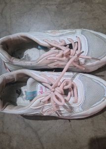 Women's White &amp; Pink Sneakers