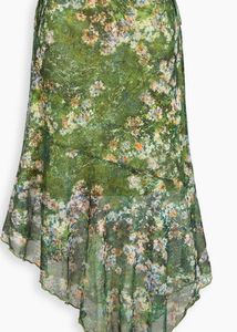 Savana Green Floral Ruched Mesh skirt
