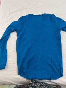GAP Ribbed Blue Long Sleeve Top