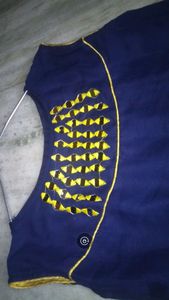 Fancy Kurti dark blue &amp; yellow colour kurti