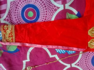 Red &amp; Gold Embroidered Lehenga Choli Set
