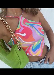 Y2K Swirl Halter Neck Top