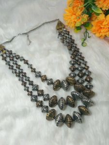 Antique oxidised jewellery unique neck set with lo