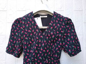 Korean Pinterest Charming Floral Print Wrap Dress