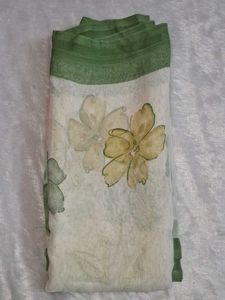 Beautiful Green Floral Saree without blouse