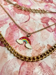 Layered Rainbow Charm Necklace