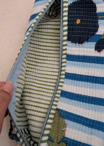 Striped Floral Pouch