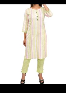 Striped Kurta Set with Dupatta