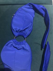 Vibrant Blue Bikini Top with Ring Detail