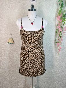 Leopard Print Chemise with Pink Bows