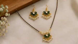 Elegant Green Lotus Mangalsutra Set