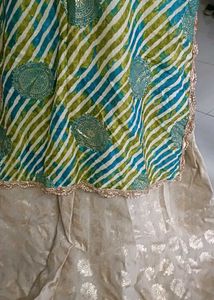 Embroidered Kurta with Blue &amp; Green laheriya wit