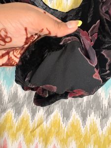 Velvet Floral Print Blouse