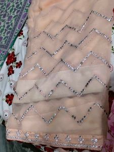 combo of 2 designer saree peach and baby pink