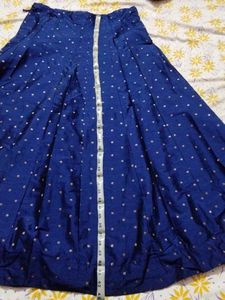 Elegant Blue Skirt with Gold Dots