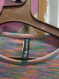 Cropped Multicolored Ribbed Top