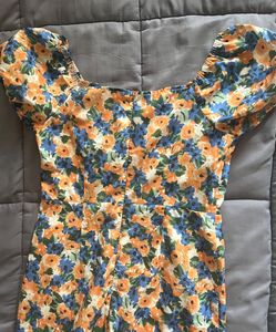 Floral Print Midi Dress with Slit
