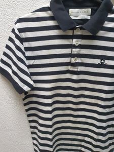 Zara Essentials White And Black Stripe Tshirt(men)