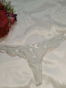 Delicate Lace Trim Thong Panty