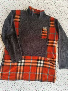 Warm Unique Plaid &amp; Gray Tunic Top