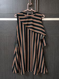 Black Striped Asymmetrical top | Sleeveless