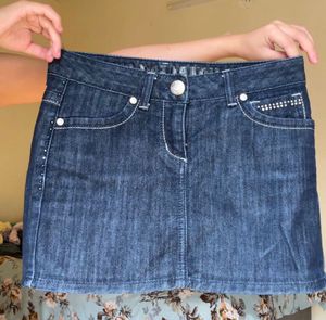 GUESS denim rhinestone miniskirt