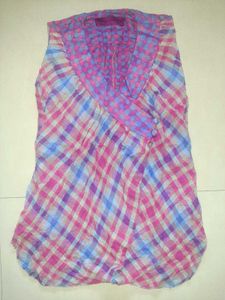 💜 One-of-a-Kind Pastel Plaid Designer Wrap Top