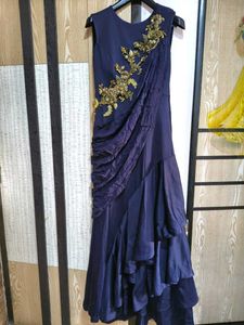 Elegant Indo- western  Navy Blue Embellished Gown