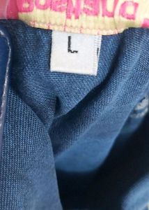 Blue Denim Long Kurti With Embellishment