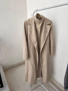 Elegant Beige Wool Blend Coat