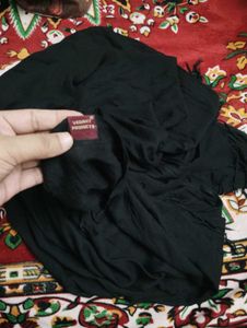 Elegant Black Scarf with Tassels