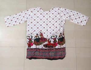 White Printed Ethnic Kurti/Tunic