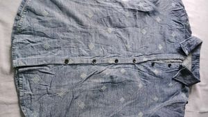 Blue Denim Style Short Sleeve Shirt