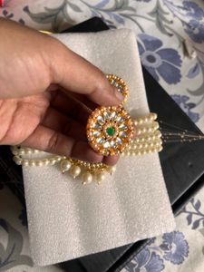 Pearl &amp; Kundan Choker Necklace Set