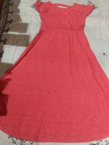 Coral Pink Printed Midi Dress