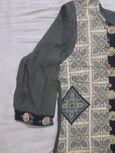 Black And Grey  A- Line Kurti