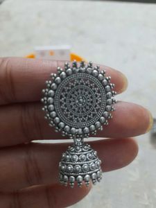4 set of Oxidised Mirror Jhumka Earrings