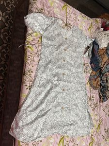 Beautiful Grey Floral Print Kurta