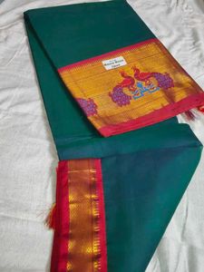 Beautiful Teal Green Saree with Peacock Motifs