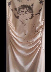 peach Cat Graphic Slip Dress