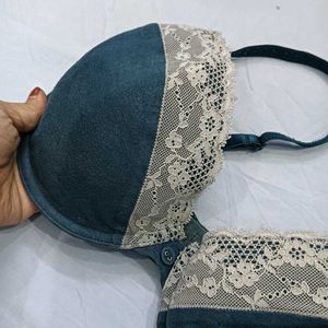 Lace❤️ Trimmed Teal Bra