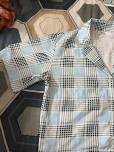 Light Blue Plaid Button-Up Shirt