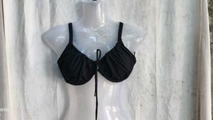 I. Black Ruched Bikini Top